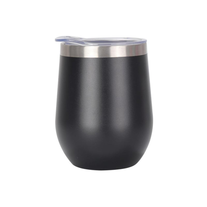 Gteller 12 oz Stainless Steel Wine Tumbler Stemless Glasses with Lid, Double Wall Insulated Travel Mug Perfect for Wine, Coffee, Drinks, Champagne, Cocktails(Black) - Image 1